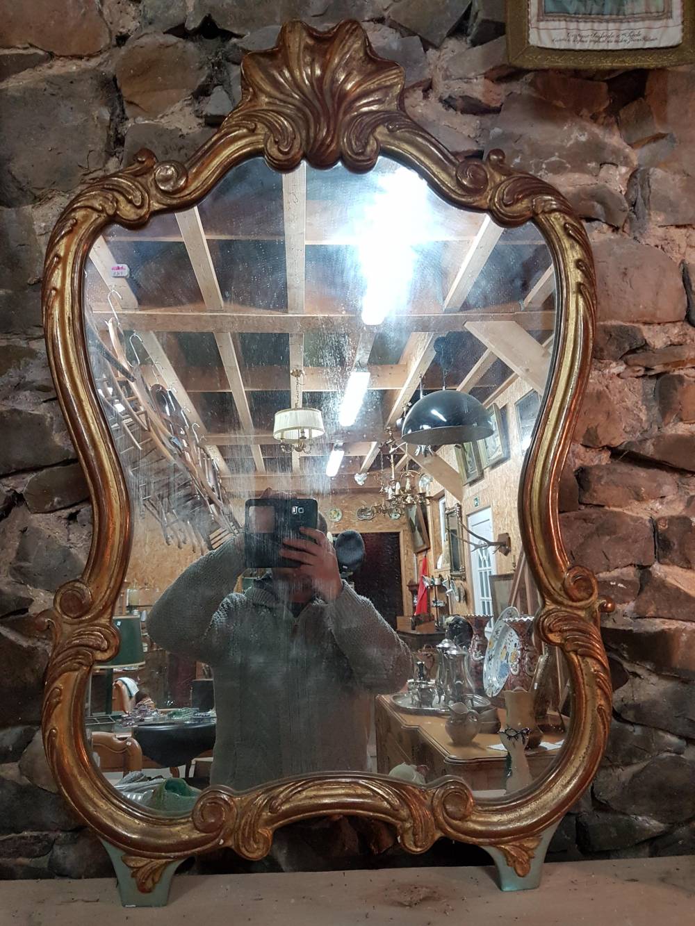 miroir de style louis XV patiné