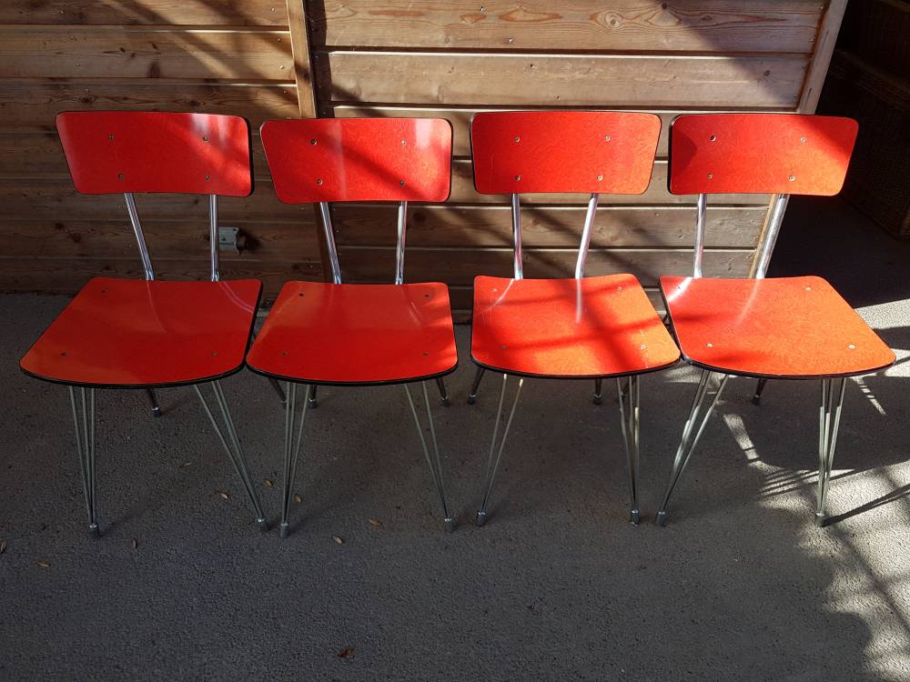 lot de 4 chaises en formica rouge