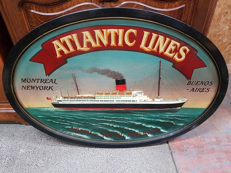 ancien panneau publicitaire de pub atlantic lines